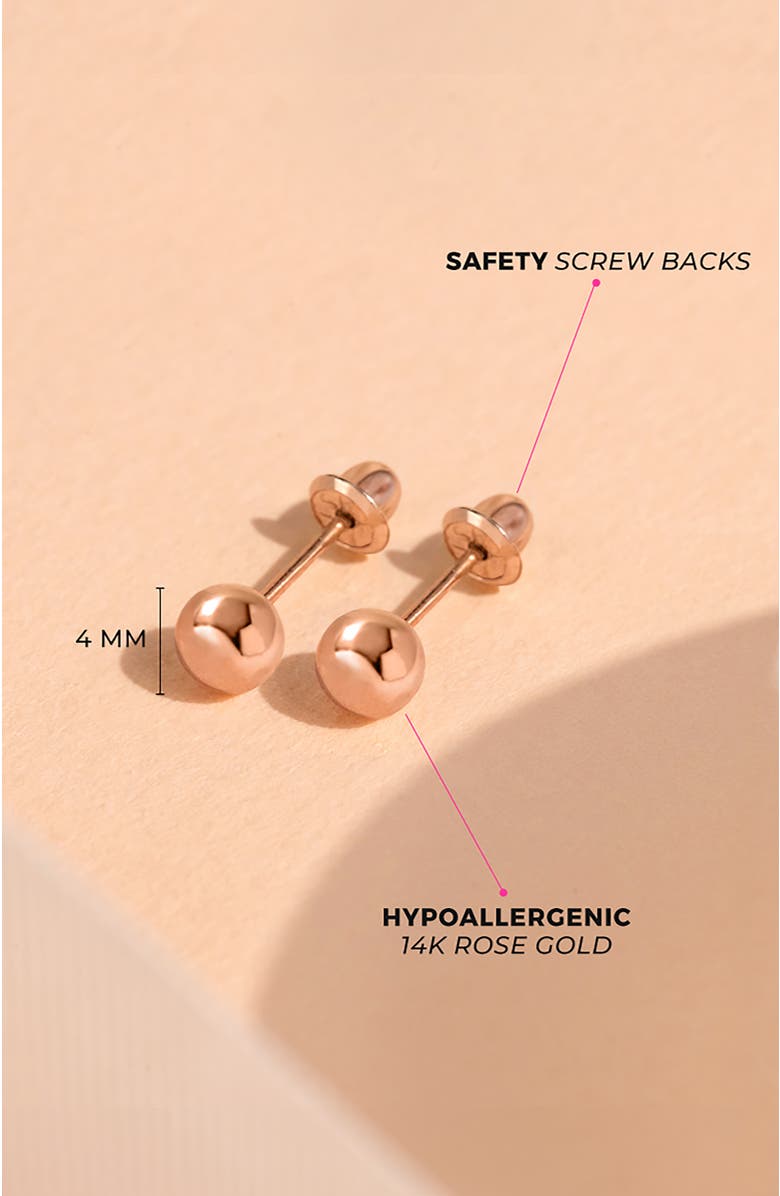 In Season Jewelry 14k Classic Ball Earrings, Alternate, color, Rose Gold