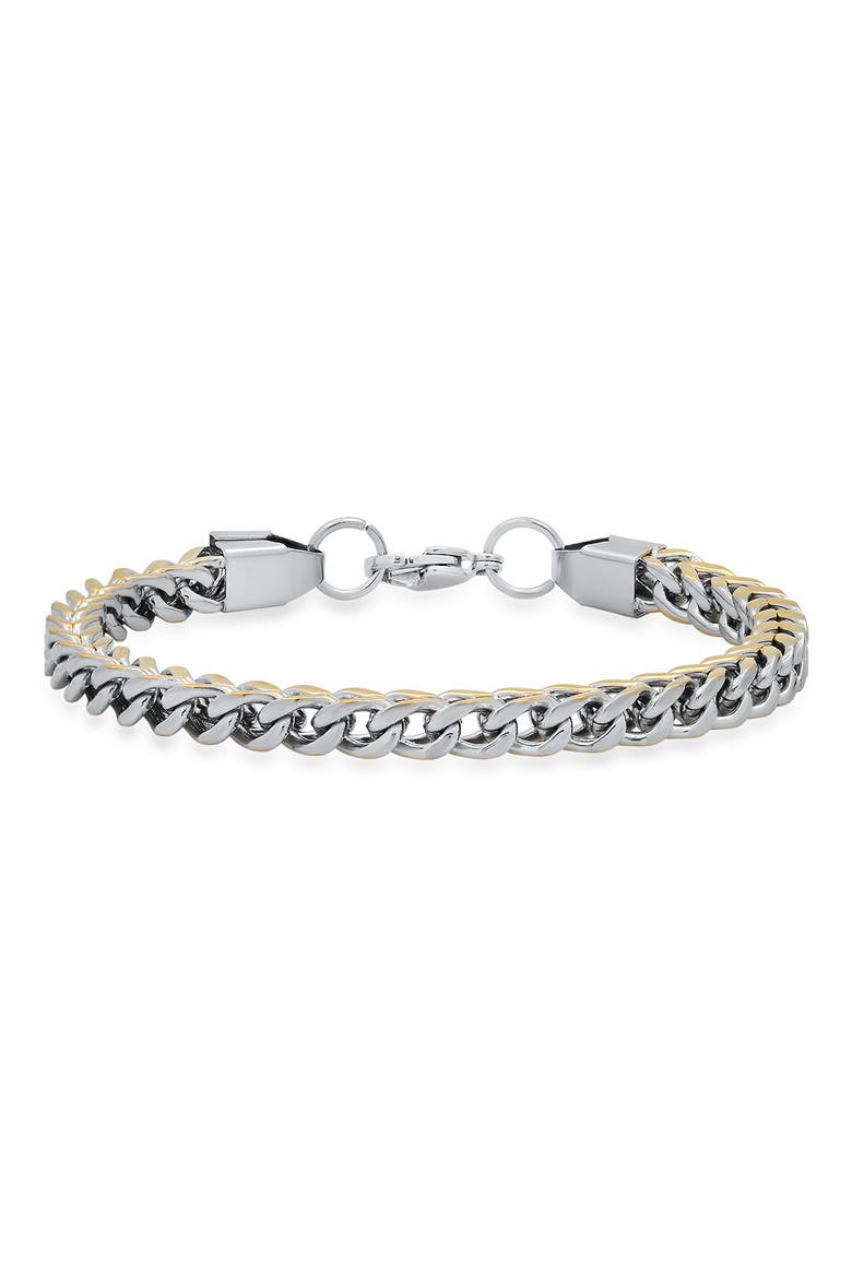 Stainless Steel Curb Chain Bracelet, Main, color, SILVER/GOLD