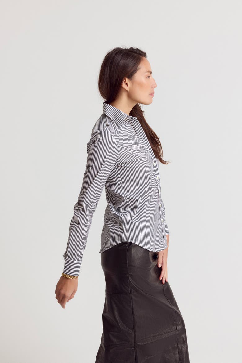 The Icon Shirt in Stripe, Alternate, color, Gunmetal/White Stripe