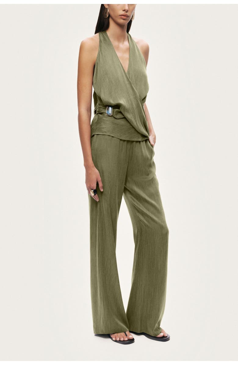 Nocturne Asymmetric Halter Wrap Top, Alternate, color, Khaki