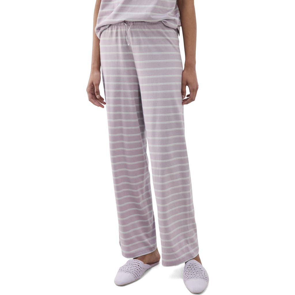 MANGO Stripe Cotton Pajama Pants in Purple at Nordstrom, Size Large