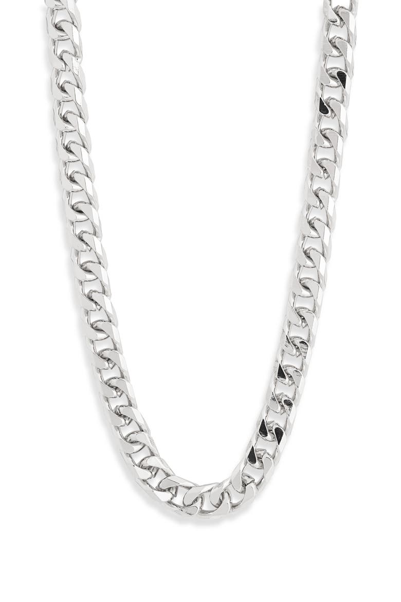 Small Curb Chain Necklace, Alternate, color, SHINY RHODIUM