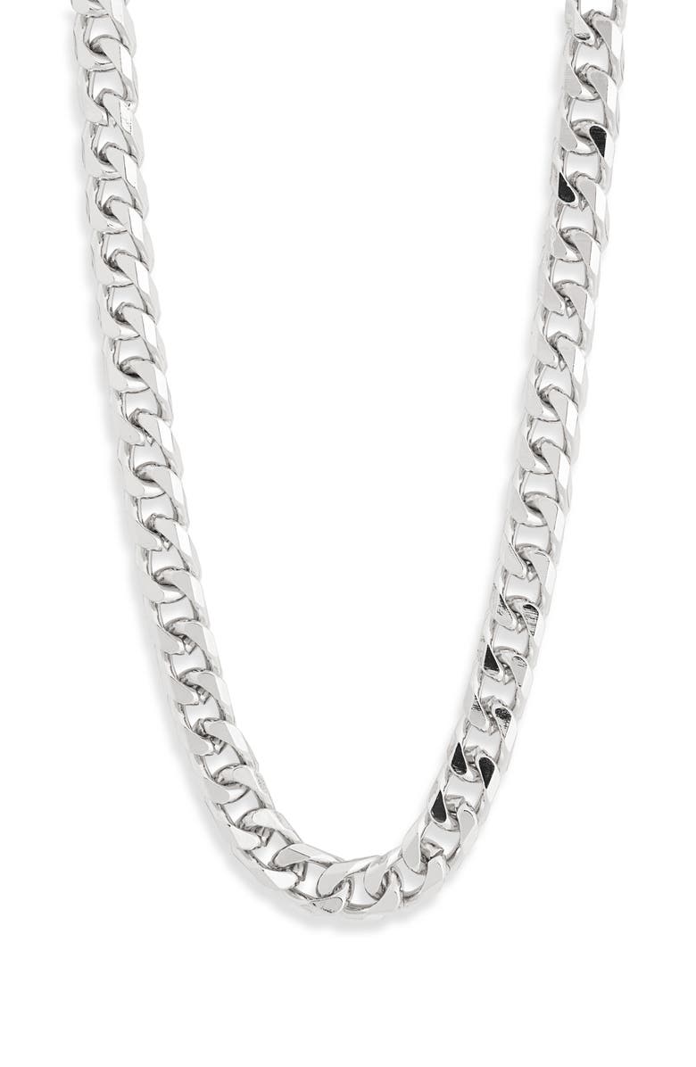 Steve Madden Small Curb Chain Necklace, Alternate, color, Shiny Rhodium