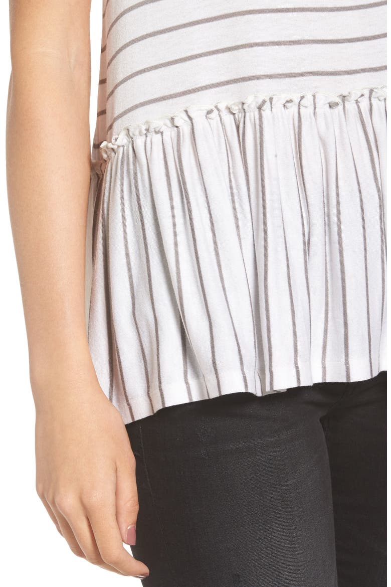 Remix Stripe Peplum Top, Alternate, color, WHITE TAWNY STRIPE