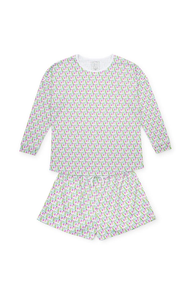 Lila and Hayes Anna Women's Pajama Longsleeve Top Short Set, Main, color, Mod Holiday Pink
