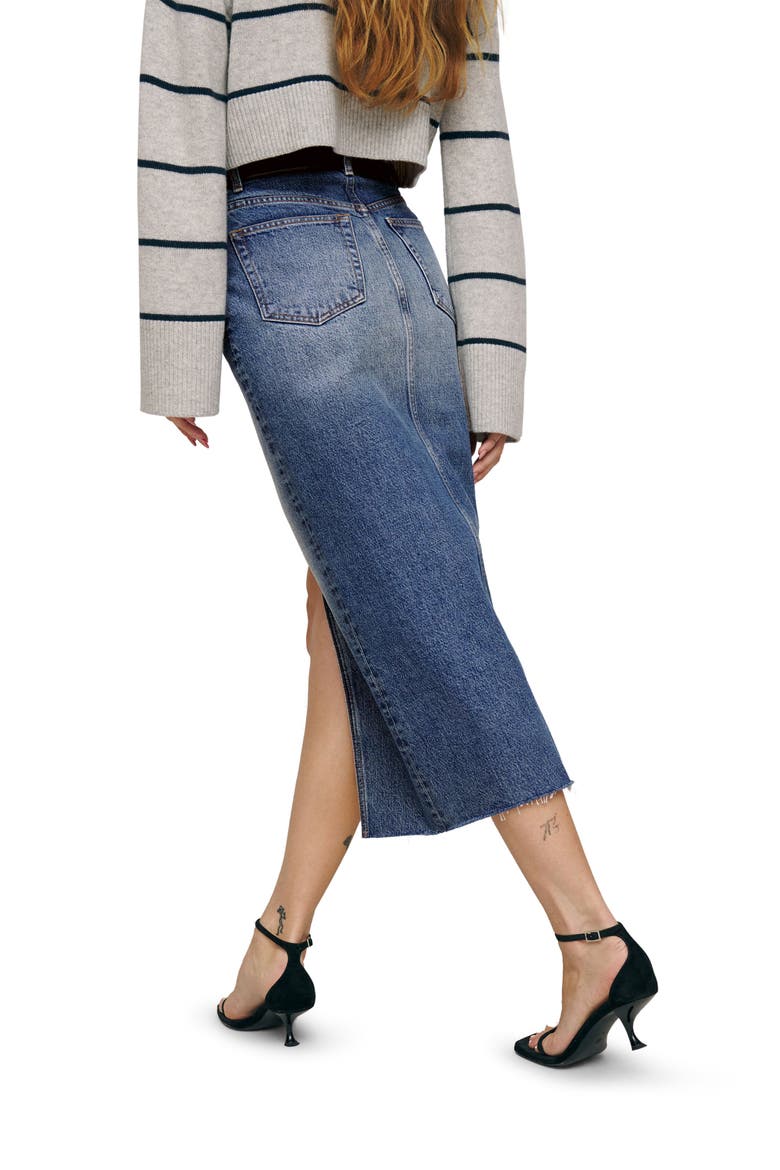 Jagger Denim Midi Skirt, Alternate, color, HEMLOCK