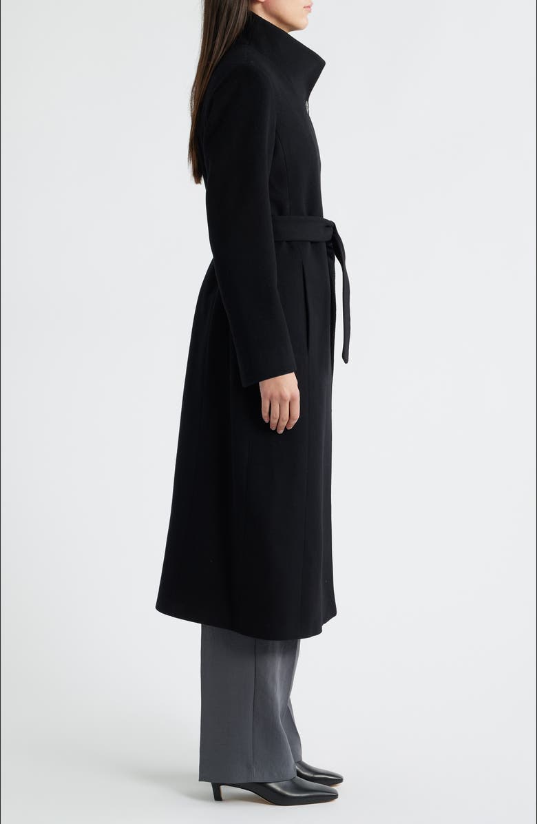 Fleurette Tatiana Belted Wool Coat, Alternate, color, Black