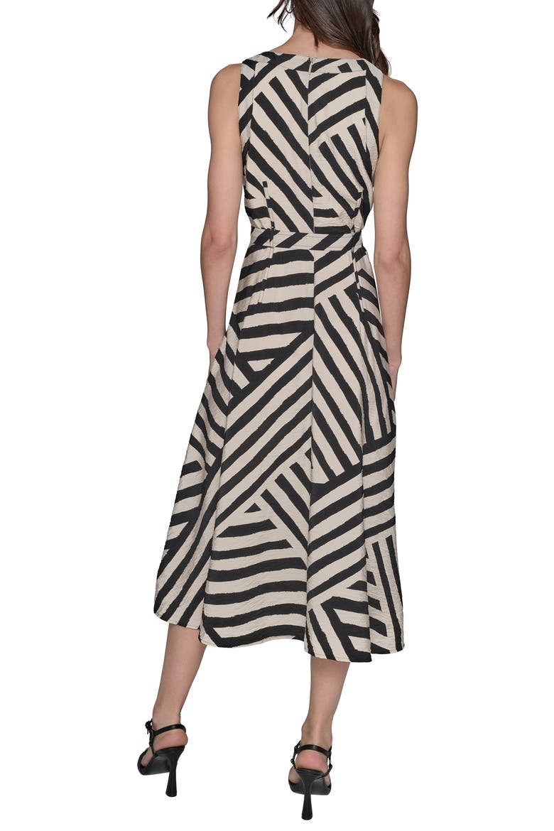 Crinkle Stripe Midi Dress, Alternate, color, OYSTER GRAY/ BLACK COMBO
