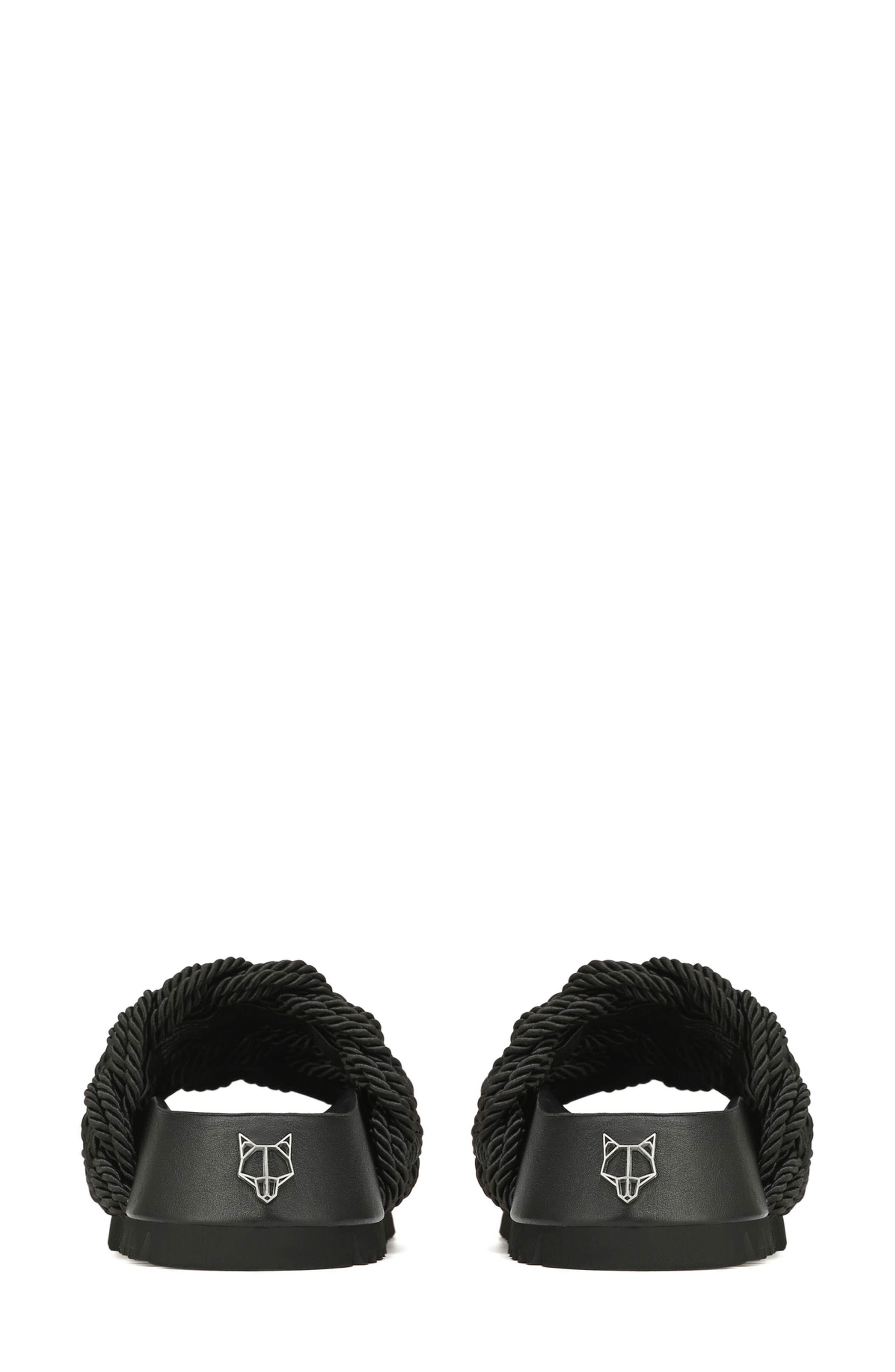 Naked Wolfe Venice Black Rope Braided Platform Slide Sandal, Alternate, color, 