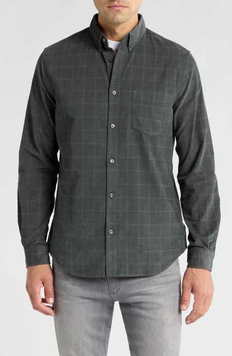 Ben Sherman Windowpane Long Sleeve Cotton Corduroy Button-Up Shirt