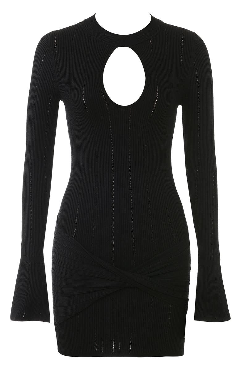 HOUSE OF CB Aziza Long Sleeve Rib Minidress, Alternate, color, Black