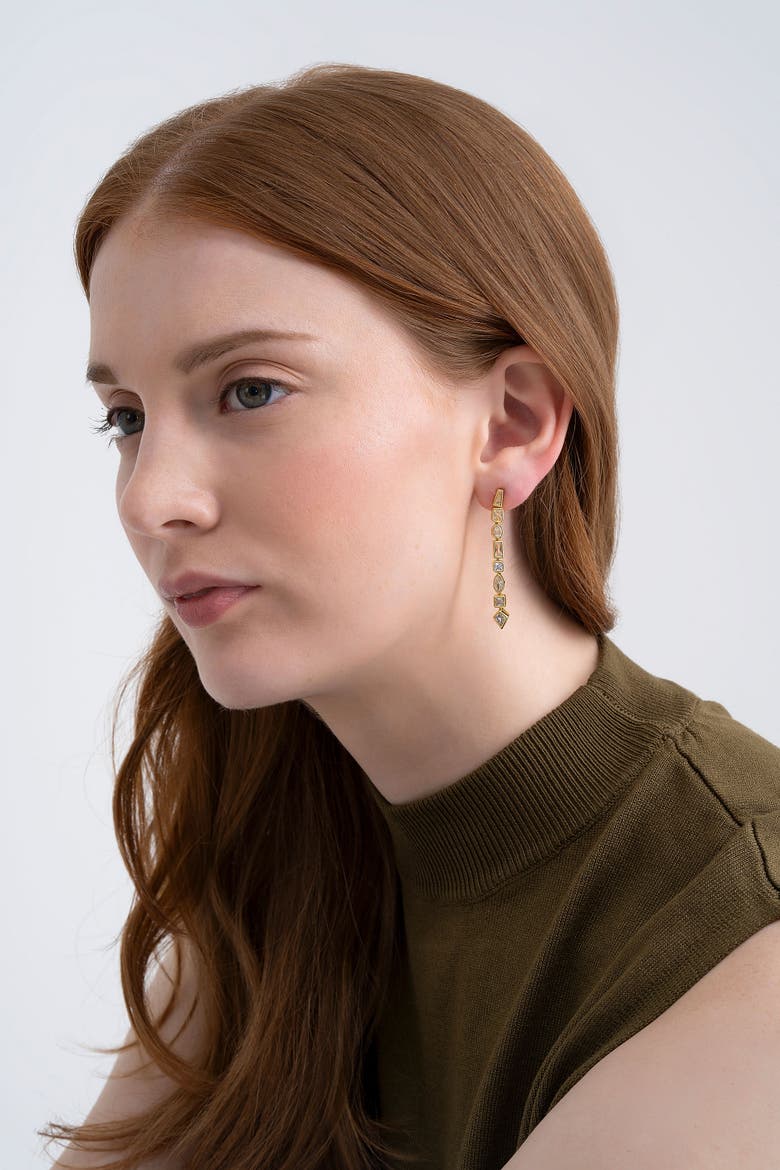 Facet Earrings, Alternate, color, Gold