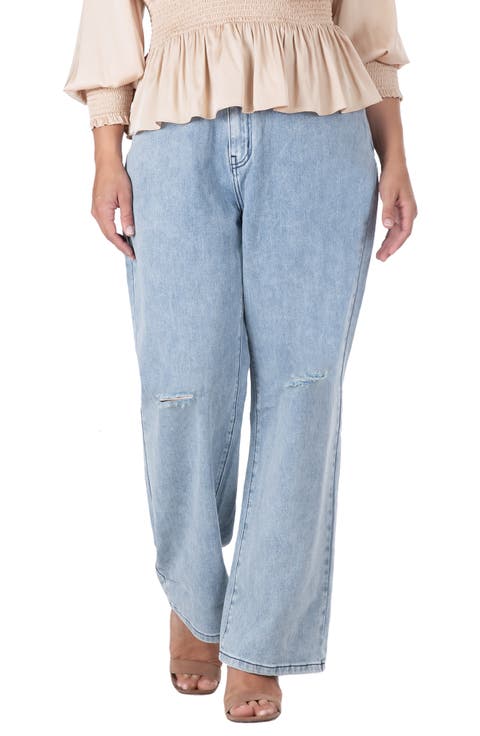 Subtle Distressed Boyfriend Jeans (Midstone) (Plus Size)