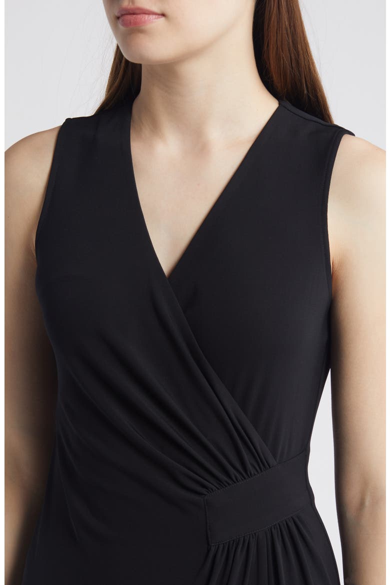Faux Wrap Sleeveless Jersey Midi Dress, Alternate, color, ANNE BLACK