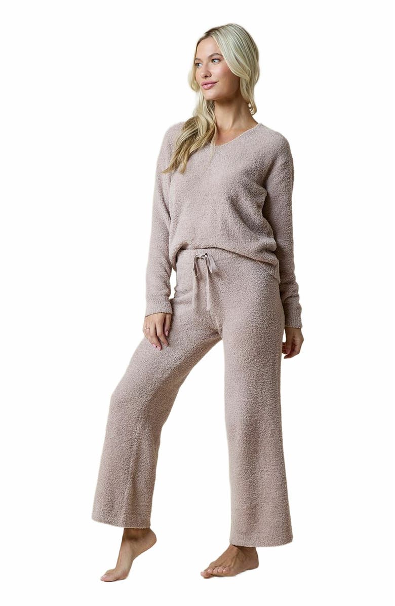 Softies Solid Marshmallow V-Neck Lounge Set, Alternate, color, Coco