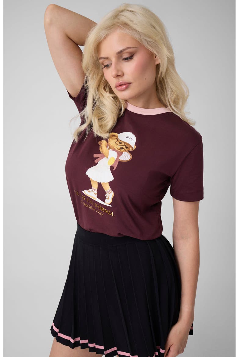 Tennis Bear Graphic Tee, Alternate, color, OPEN BURGUNDY