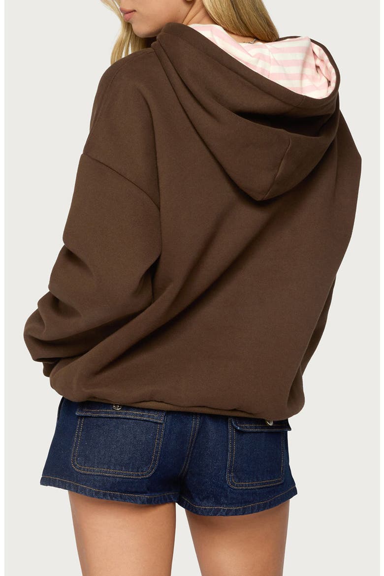 Stripey Graphic Hoodie, Alternate, color, BROWN-AND-PINK