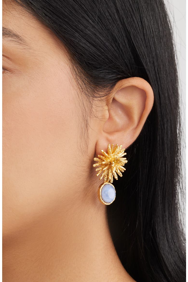 Starburst X Drop Earrings, Alternate, color, GOLD/ BLUE