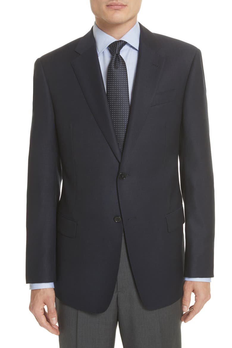 Trim Fit Wool Blazer, Main, color, NAVY