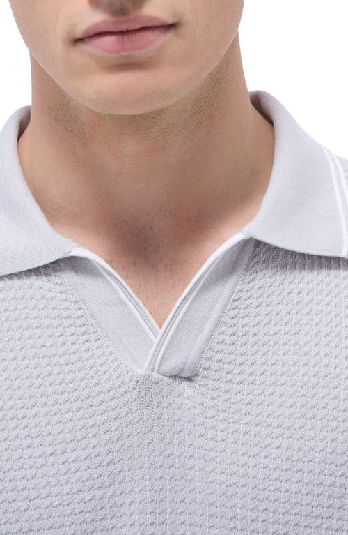 Bugatchi Tipped Johnny Collar Short Sleeve Sweater In Platinum