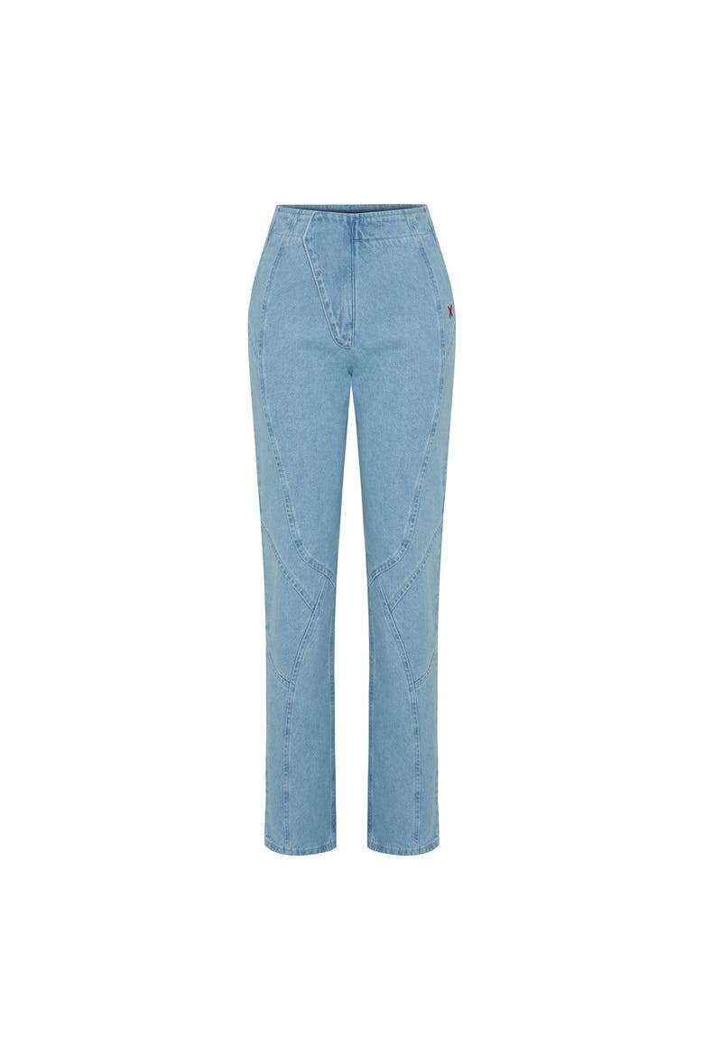Cotton Stitch Detail Straight Denim, Main, color, blue