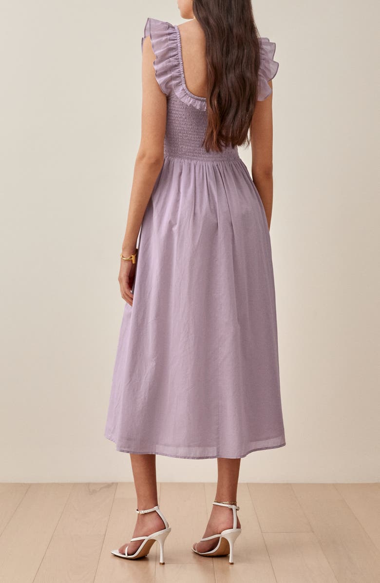 Reformation Noreen Smocked Ruffle Dress, Alternate, color, 