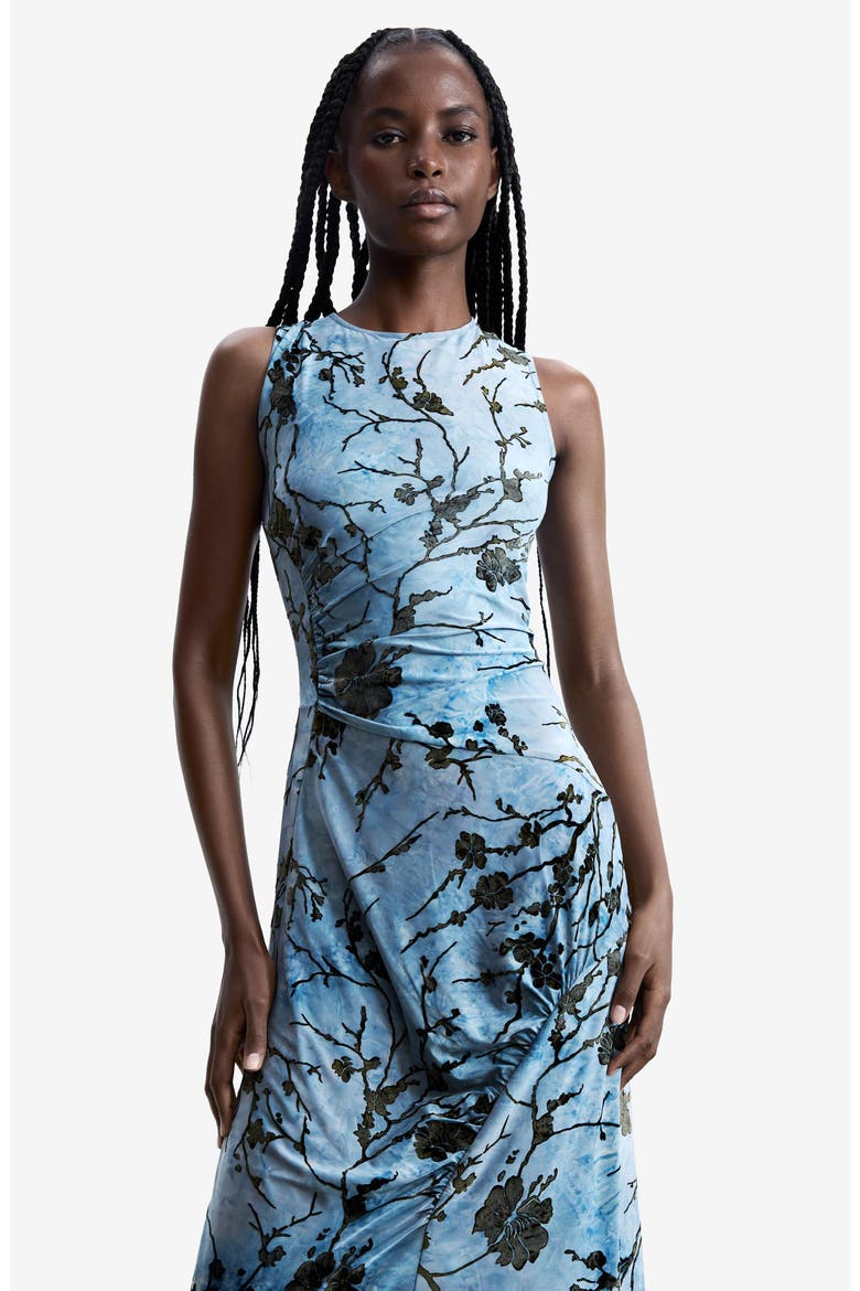 Floral Print Sleeveless Dress, Alternate, color, BLUE
