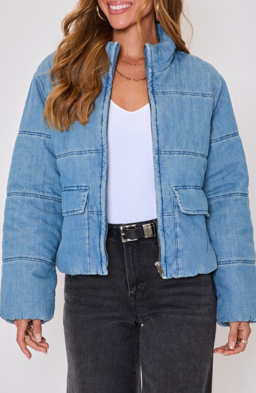 Vici Collection Chill Out Denim Quilted Puffer Jacket In Blue