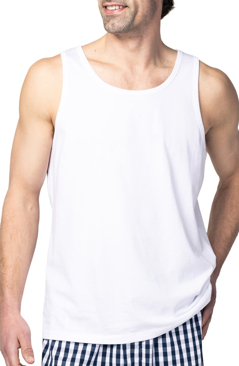 Petite Plume Pima Cotton Sleep Tank Top, Main, color, White