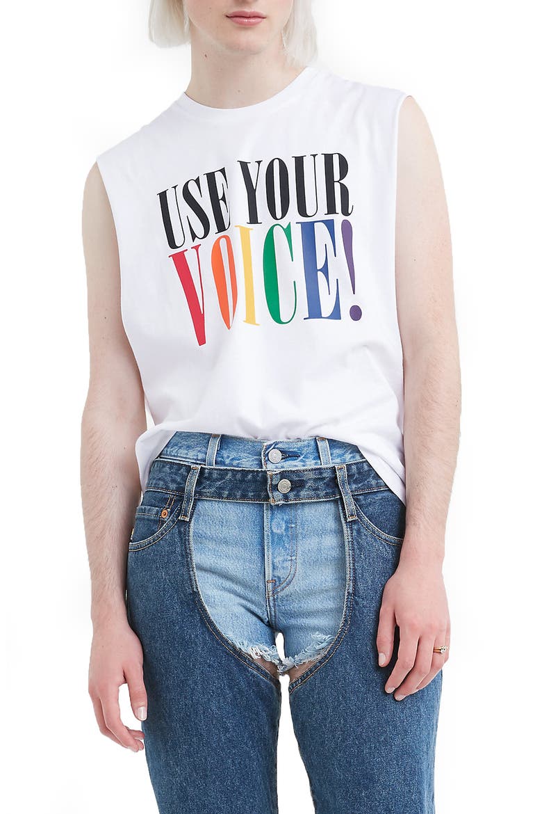Levi's® Community Pride Sleeveless Graphic Tee, Main, color, PRIDE WHITE