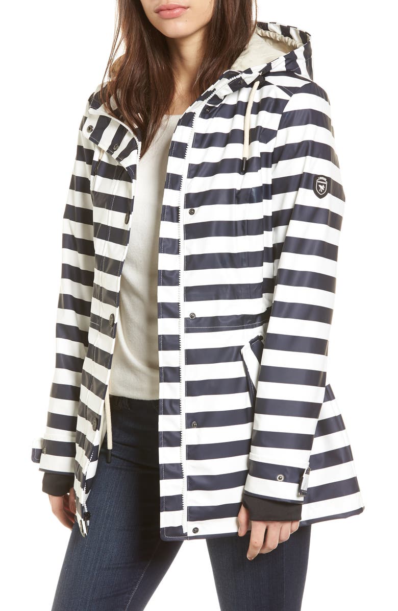 1 Madison 30 Stripe Hooded Raincoat, Main, color,