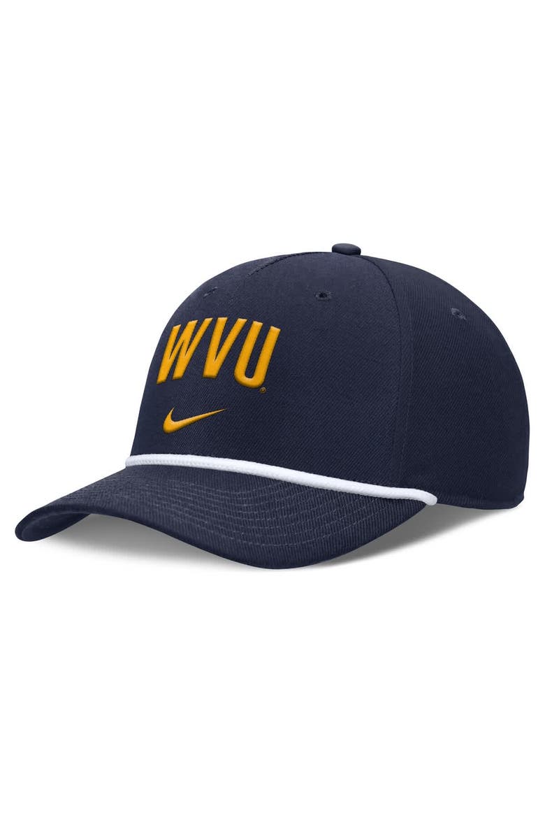 Men's Nike Navy West Virginia Mountaineers Rise Campus Adjustable Hat, Main, color, Navy