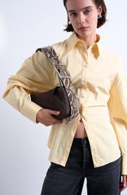 Topshop Scarlett Suede & Snake Embossed Leather Shoulder Bag