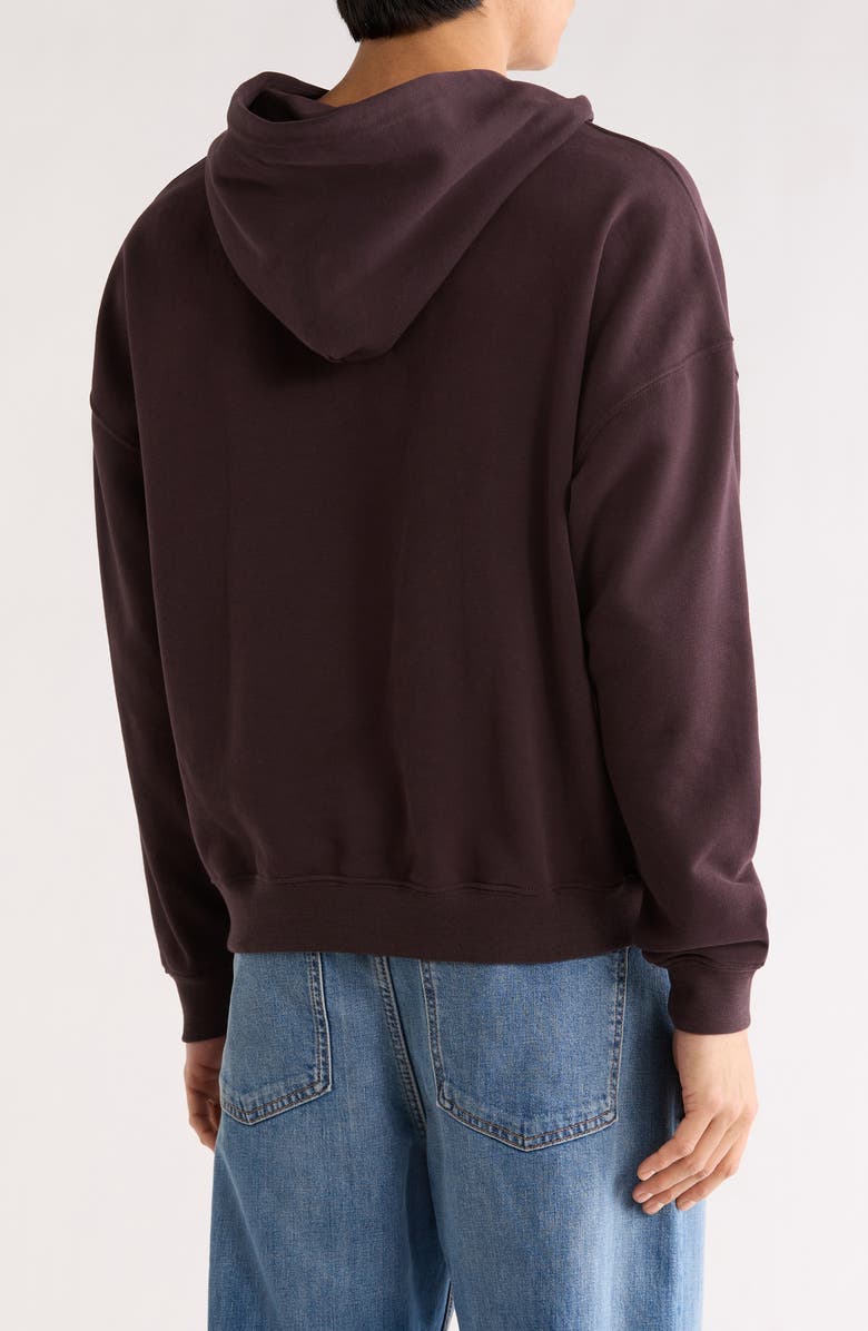 DENIM AND FLOWER Relaxed Fit French Terry Hoodie, Alternate, color, Chocolate