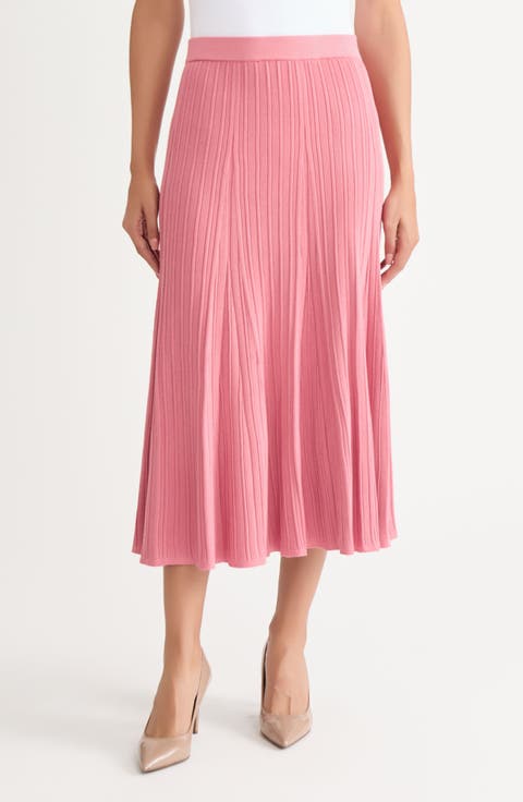 Rib Flare Midi Skirt