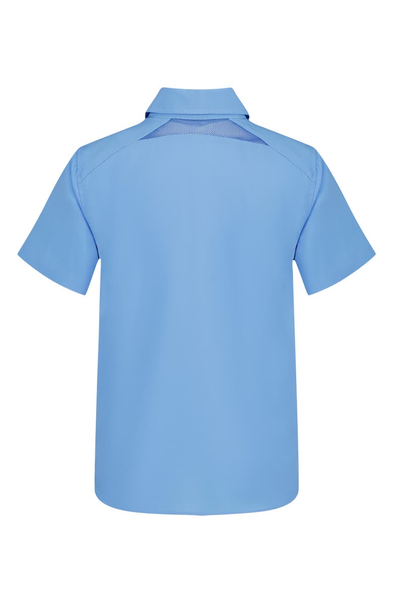 Under Armour Kids' UA Drift Tide Fish Short Sleeve Performance Button-Up Shirt, Alternate, color, Horizon Blue