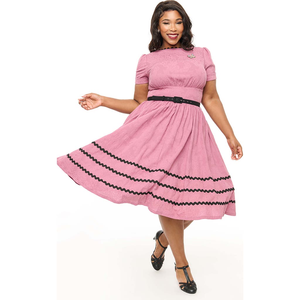 Shop Unique Vintage Plus Size Boatneck Ricrac Swing Dress