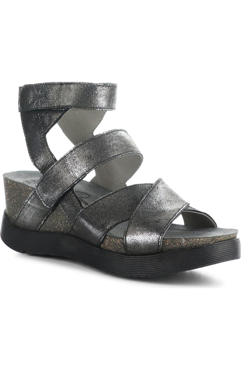 Fly London 'Wege' Leather Sandal, Main, color, 024 Silver Dk Flash