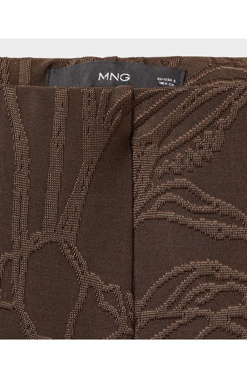 Mango Floral Jacquard Wide Leg Pants In Brown