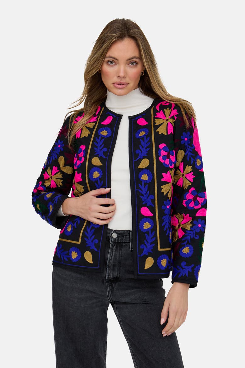 Halen Quilted Embroidered Jacket, Main, color, Black