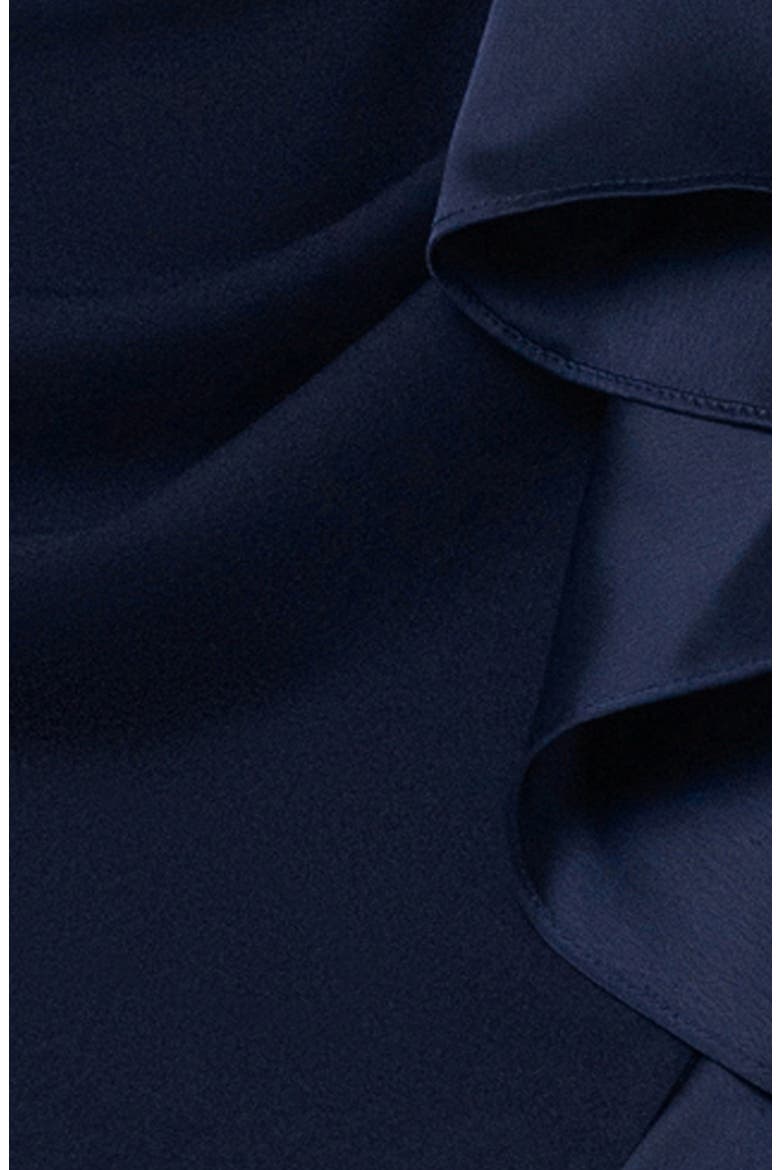 Satin Ruffle Detail Strapless Scuba Crepe Corset Gown, Alternate, color, NAVY