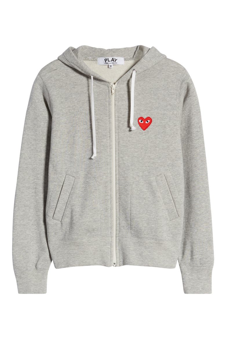 Heart Zip-Up Hoodie, Main, color, GREY