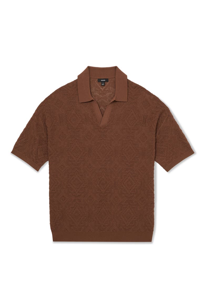 Banks Johnny Collar Textured Polo Sweater, Alternate, color, TOBACCO