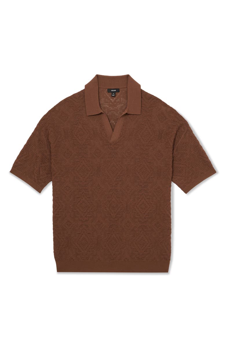 Reiss Banks Johnny Collar Textured Polo Sweater, Alternate, color, Tobacco