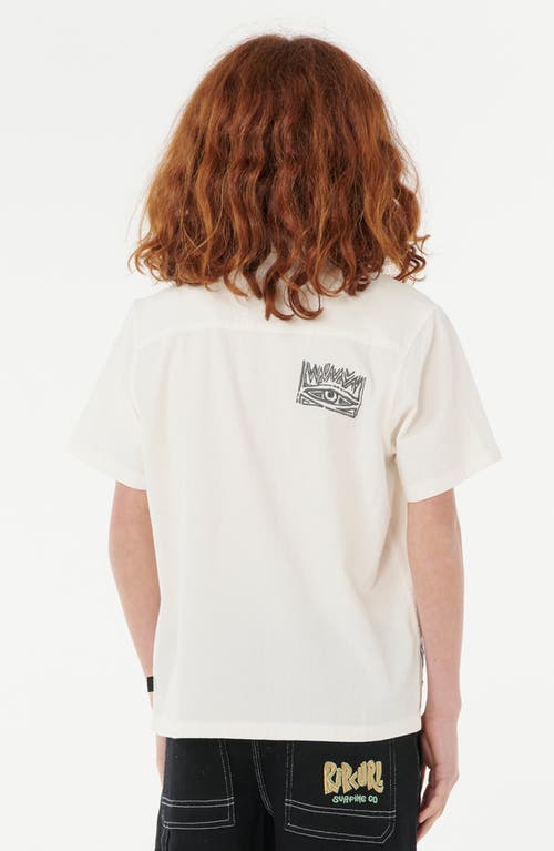 Rip Curl Kids' Tropic Embroidered Short Sleeve Cotton Button-up Shirt In Neutral