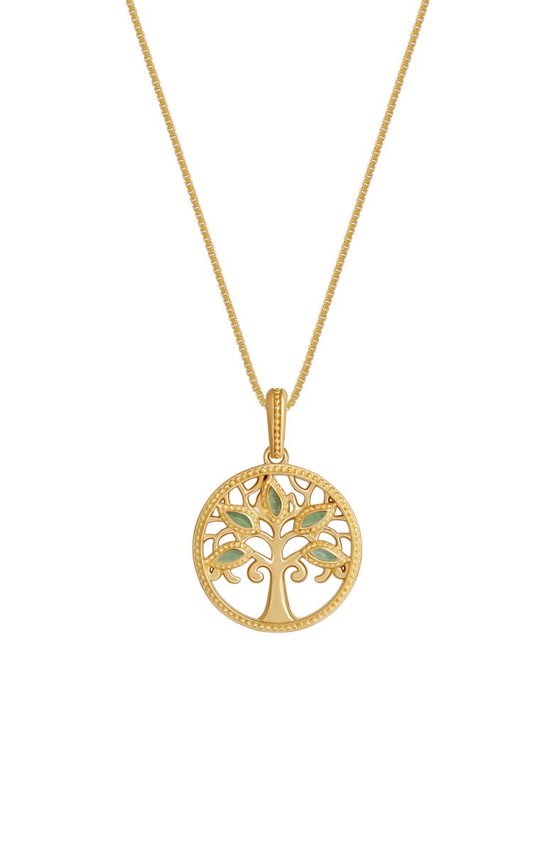 Karma and Luck Jade Tree of Life Gold Pendant Necklace Essence of Growth, Main, color, Gold