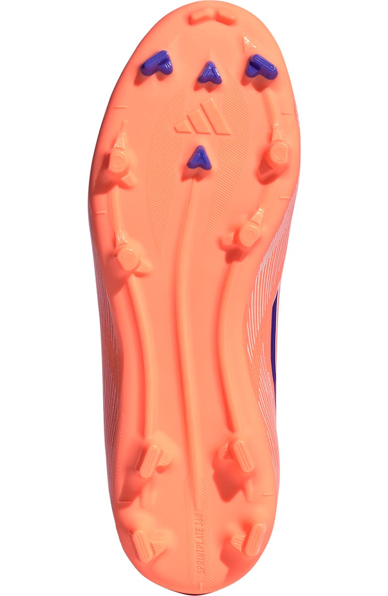 adidas Kids' F50 League Firm/Multiground Soccer Cleat, Alternate, color, Beam Orange/ Lucid Blue/ White