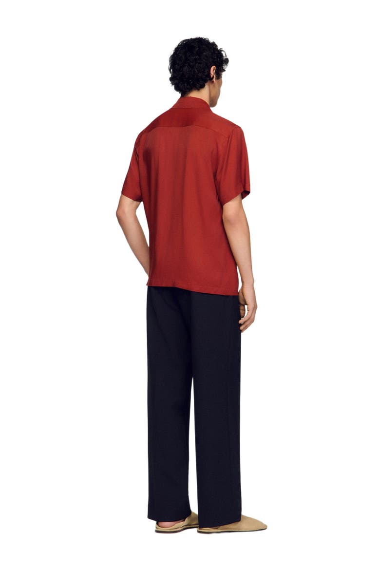 Loose-fit shark collar shirt, Alternate, color, Terracotta
