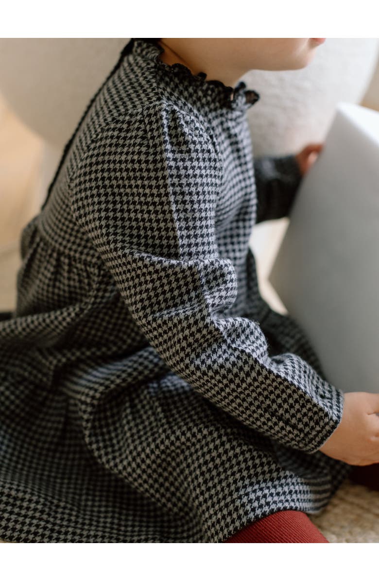 Kendi Neela Organic Flannel Ruffle Neckline Long Sleeve Dress, Alternate, color, Houndstooth