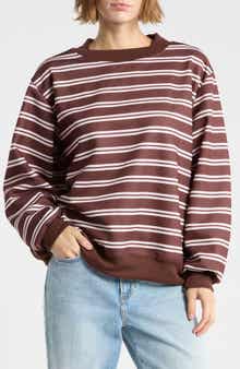 Striped Mock Neck Sweatshirt